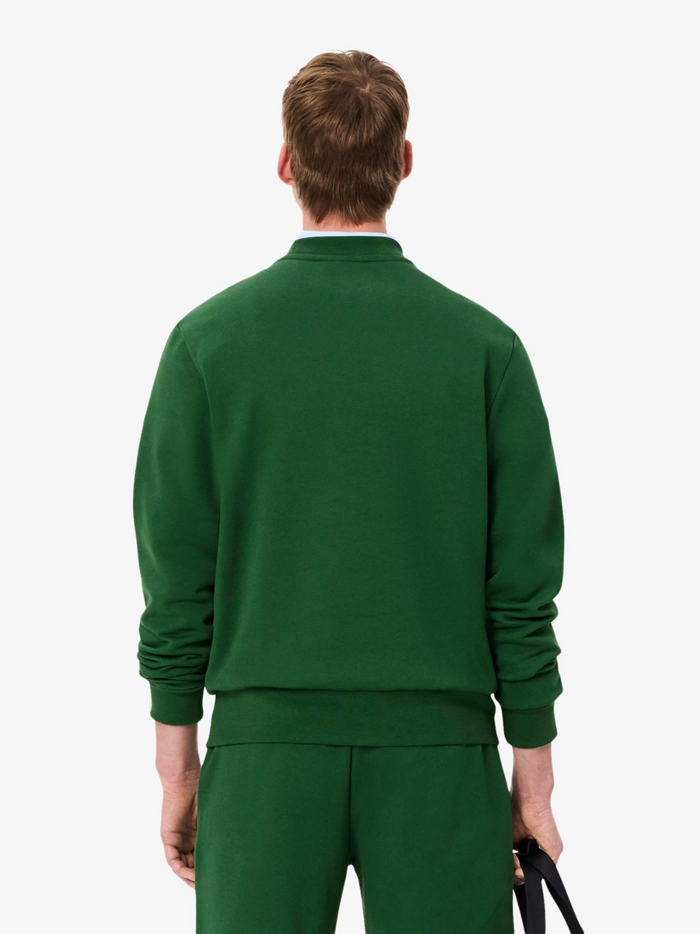 LACOSTE Fleece Crew Neck Sweatshirt Green - MAISONDEFASHION.COM
