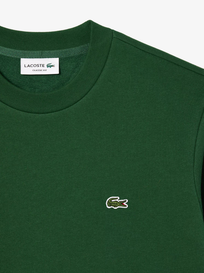 LACOSTE Fleece Crew Neck Sweatshirt Green - MAISONDEFASHION.COM