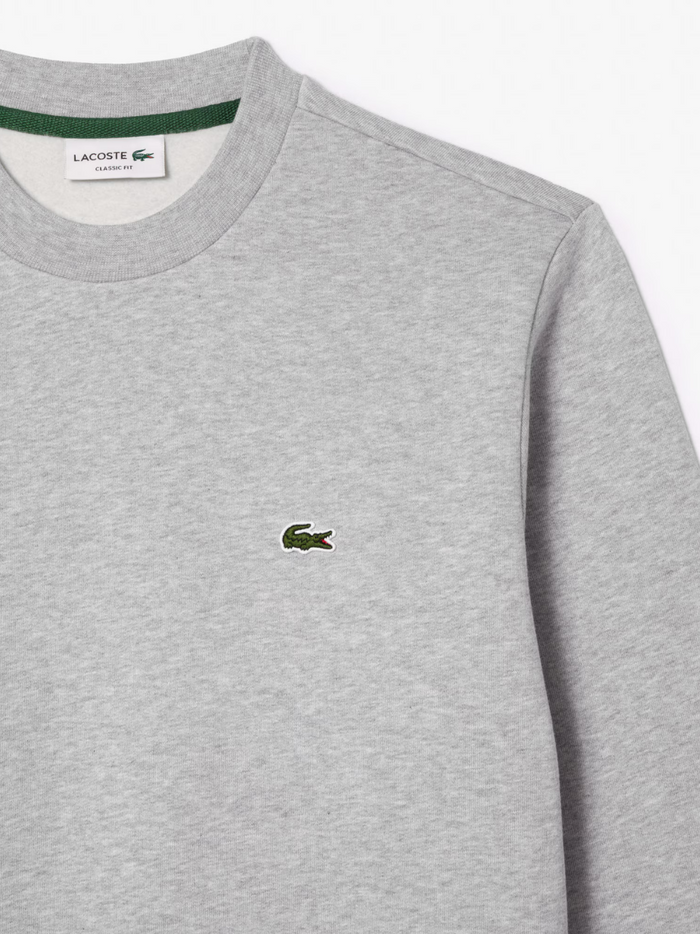 LACOSTE Fleece Crew Neck Sweatshirt Grey - lifestyle shot or additional angle showcasing the overall comfort and style