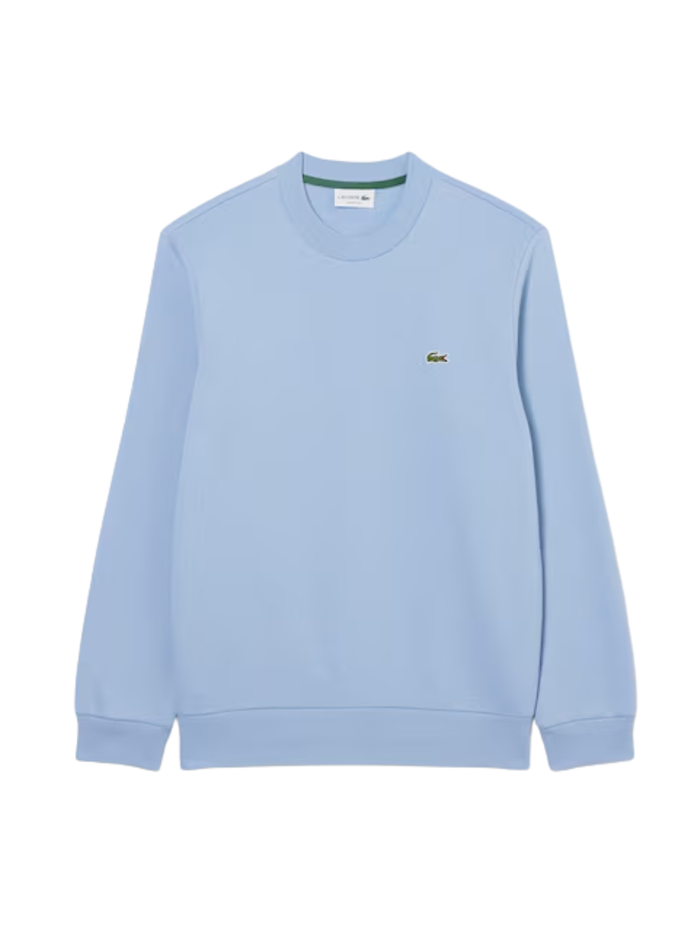 LACOSTE Fleece Crew Neck Sweatshirt Light Blue - MAISONDEFASHION.COM