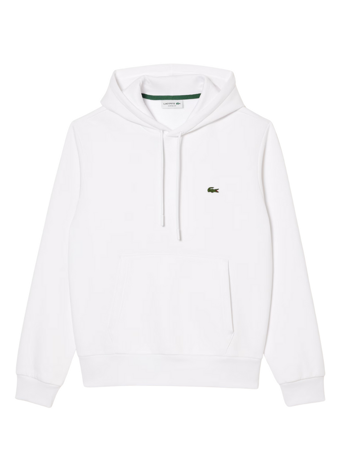 LACOSTE Fleece Hoodie White - MAISONDEFASHION.COM
