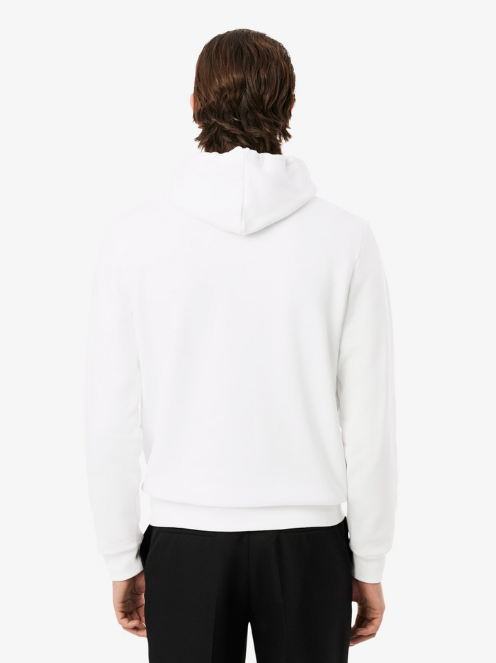 LACOSTE Fleece Hoodie White - MAISONDEFASHION.COM