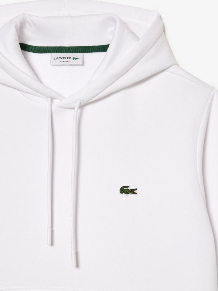 LACOSTE Fleece Hoodie White - MAISONDEFASHION.COM