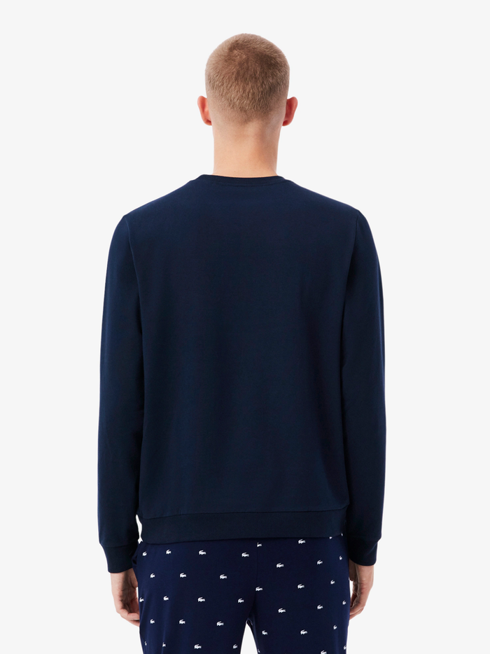 LACOSTE Fleece Lounge Hoodie Navy Blue - MAISONDEFASHION.COM