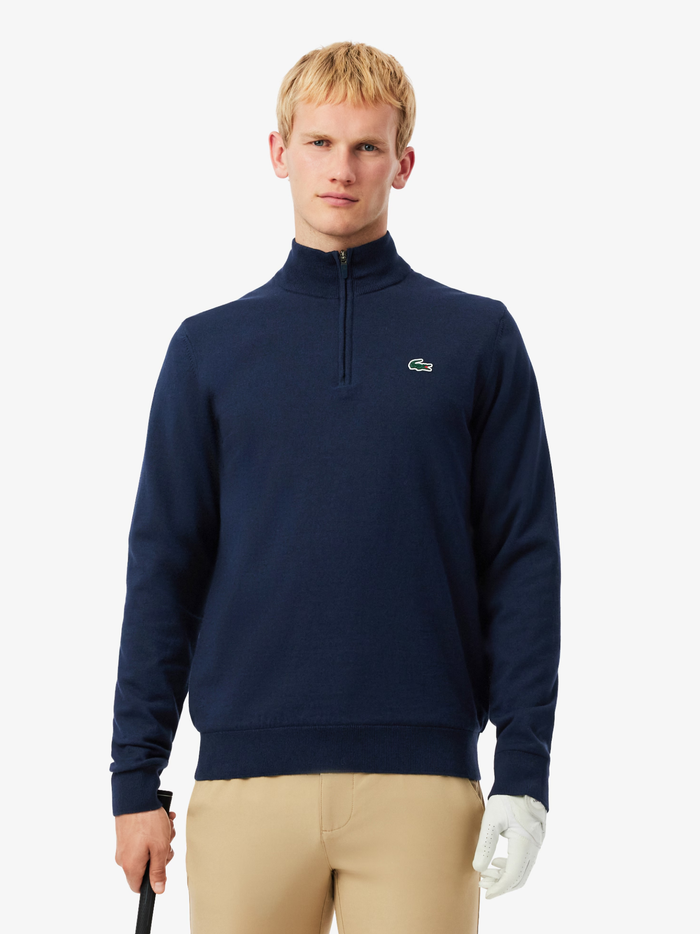 LACOSTE Golf Quarter Zipped Windbreaker Sweater Midnight Blue - MAISONDEFASHION.COM