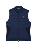 LACOSTE Golf Quilted Vest in Navy - front view showing sleeveless quilted vest with LACOSTE golf branding