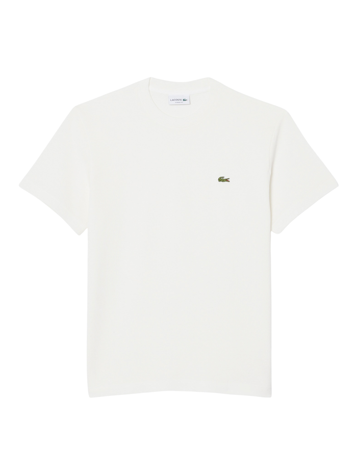 LACOSTE Heavy Cotton and Linen Piqué T-shirt White - MAISONDEFASHION.COM
