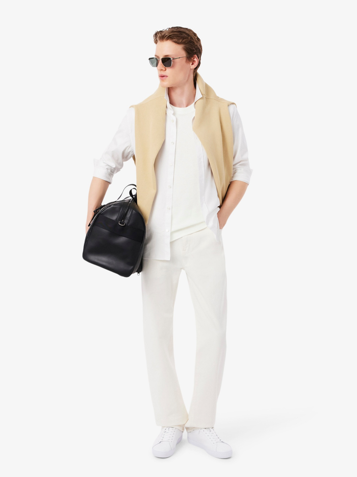 LACOSTE Heavy Cotton and Linen Piqué T-shirt White - MAISONDEFASHION.COM