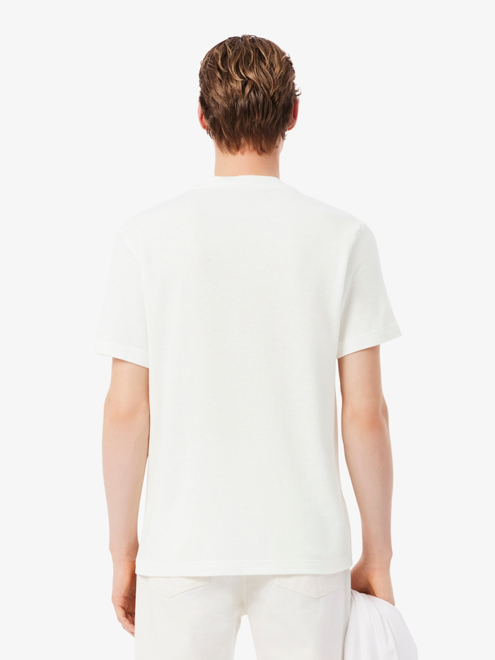 LACOSTE Heavy Cotton and Linen Piqué T-shirt White - MAISONDEFASHION.COM