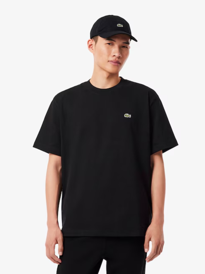LACOSTE Heavy Cotton Jersey T-shirt Black - MAISONDEFASHION.COM
