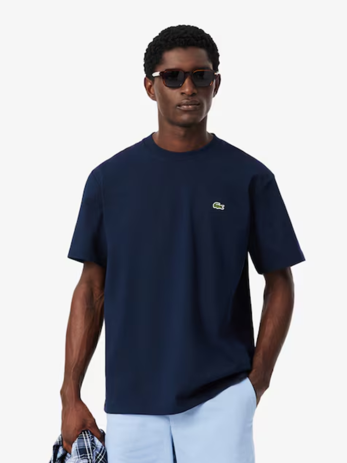 LACOSTE Heavy Cotton Jersey T-shirt Midnight Blue - MAISONDEFASHION.COM