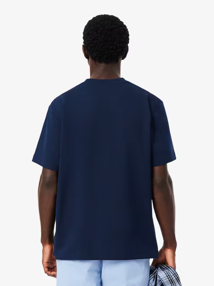 LACOSTE Heavy Cotton Jersey T-shirt Midnight Blue - MAISONDEFASHION.COM