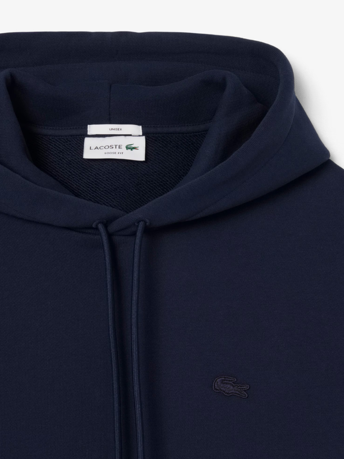 LACOSTE Heavy Fleece Hoodie Midnight Blue - MAISONDEFASHION.COM