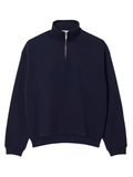 LACOSTE Heavy Fleece Zipper Neck Sweatshirt Midnight Blue - MAISONDEFASHION.COM