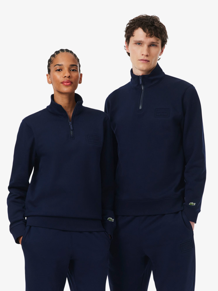 LACOSTE High Neck Embossed Zipped Sweatshirt Midnight Blue