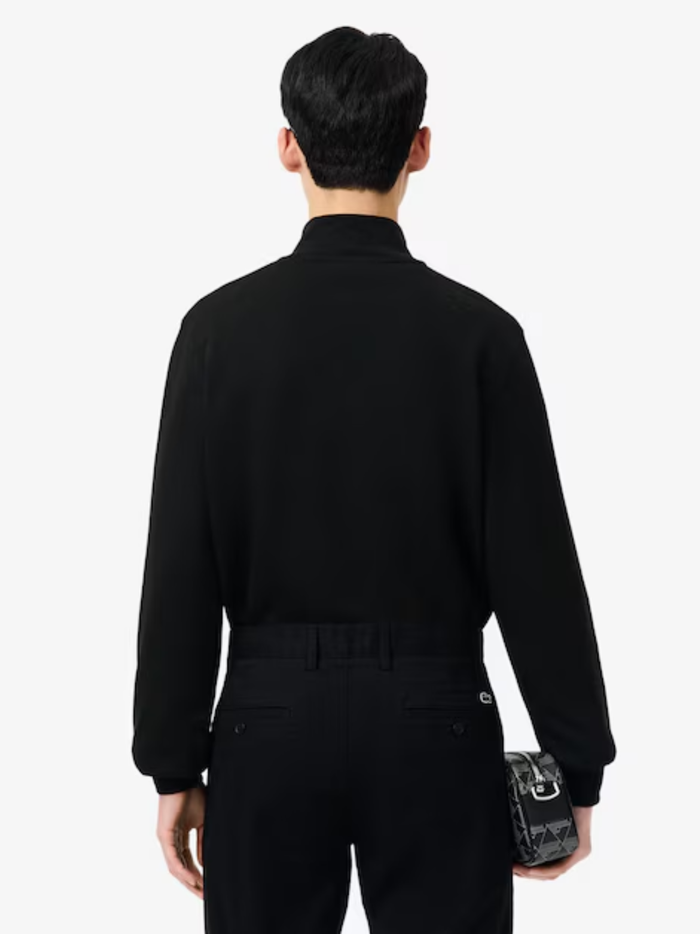 LACOSTE High Neck Zipped Fleece Sweatshirt Black - MAISONDEFASHION.COM