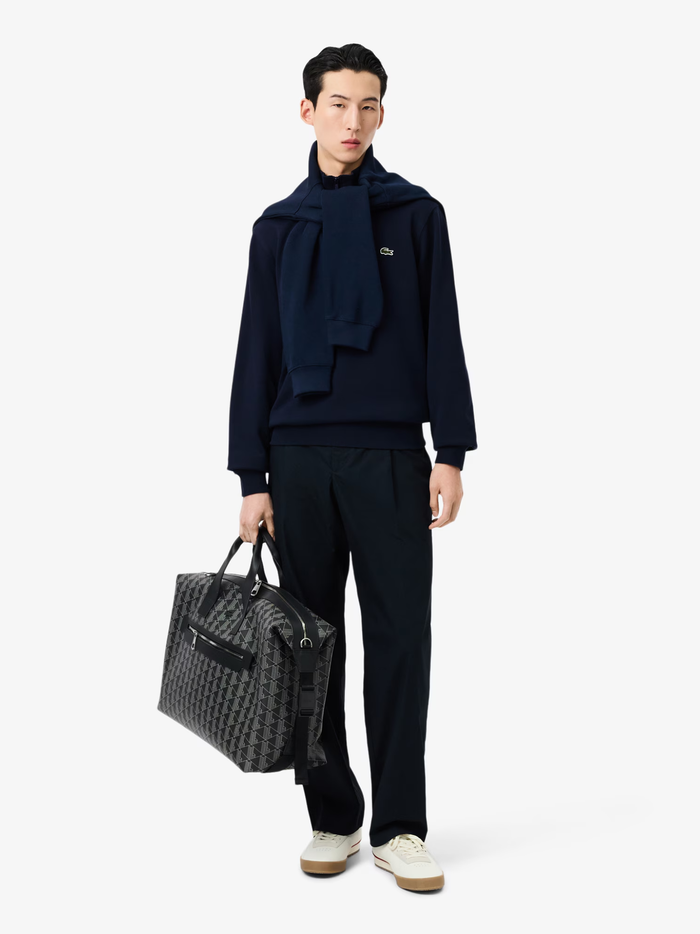LACOSTE High Neck Zipped Fleece Sweatshirt Midnight Blue - MAISONDEFASHION.COM