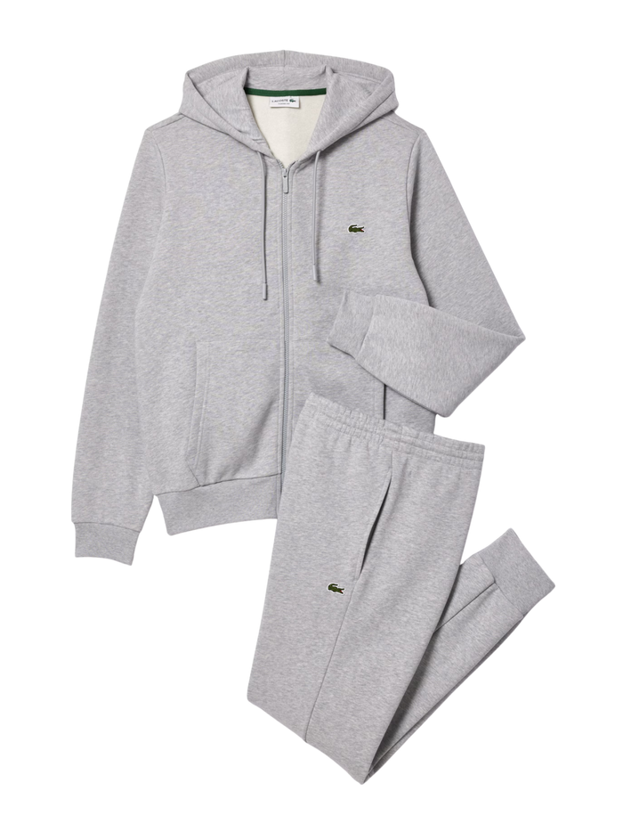LACOSTE Hooded Tracksuit Light Grey - MAISONDEFASHION.COM