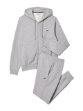 LACOSTE Hooded Tracksuit Light Grey - MAISONDEFASHION.COM