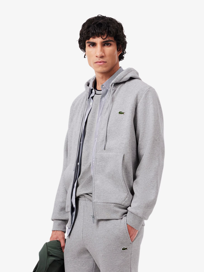 LACOSTE Hooded Tracksuit Light Grey - MAISONDEFASHION.COM