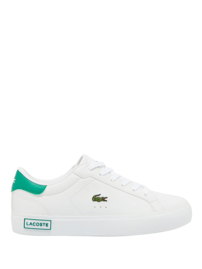 LACOSTE KIDS Boys Powercourt Sneakers White/Green - MAISONDEFASHION.COM