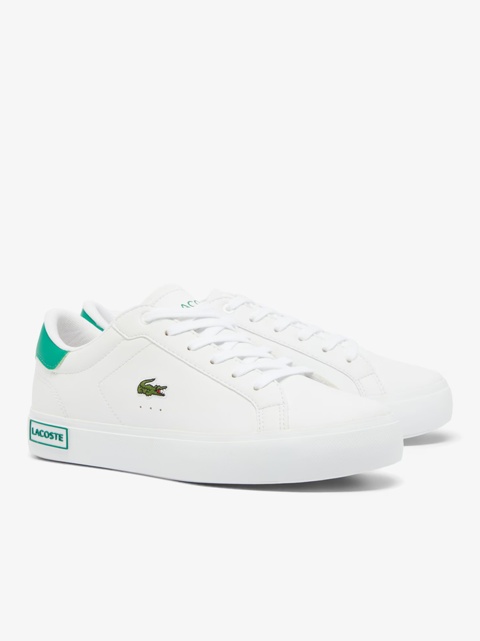 LACOSTE KIDS Boys Powercourt Sneakers White/Green - MAISONDEFASHION.COM