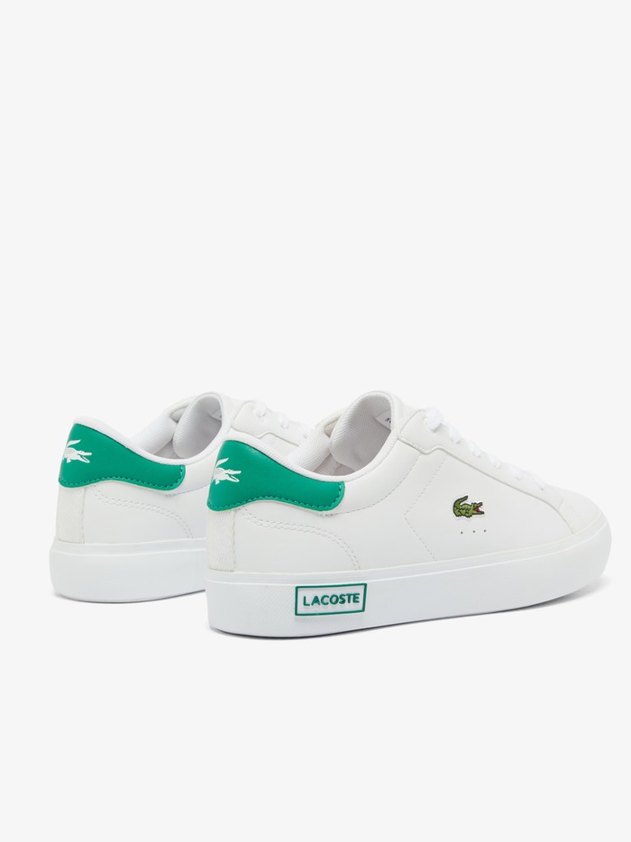 LACOSTE KIDS Boys Powercourt Sneakers White/Green - MAISONDEFASHION.COM