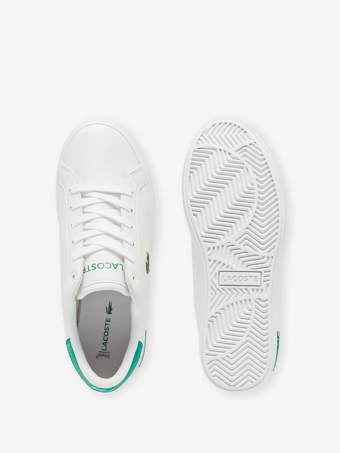 LACOSTE KIDS Boys Powercourt Sneakers White/Green - MAISONDEFASHION.COM