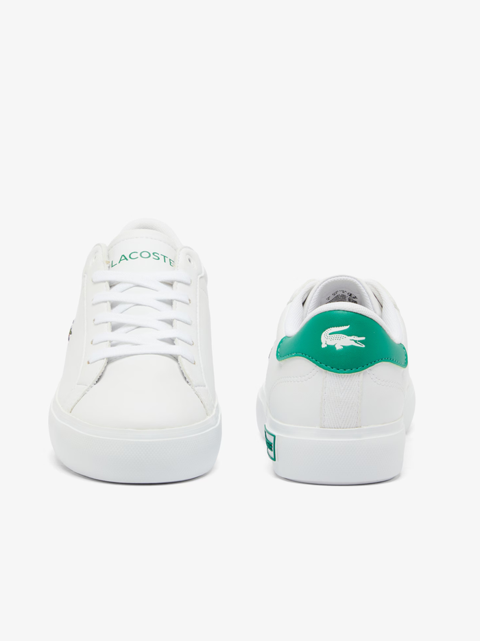 LACOSTE KIDS Boys Powercourt Sneakers White/Green - MAISONDEFASHION.COM