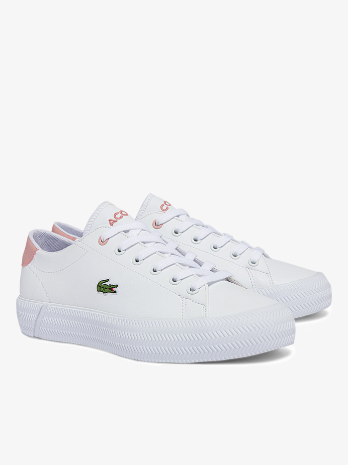 LACOSTE KIDS Girls Gripshot Sneakers White/Light Pink - MAISONDEFASHION.COM