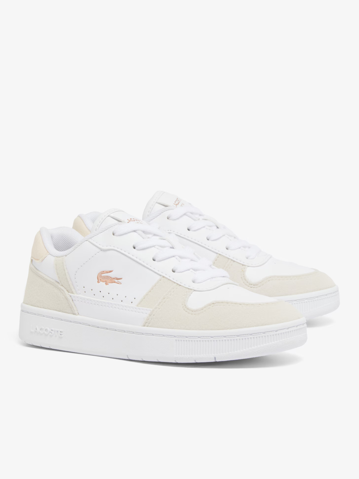 LACOSTE KIDS Girls T-Clip Set Sneakers White/Light Pink - MAISONDEFASHION.COM