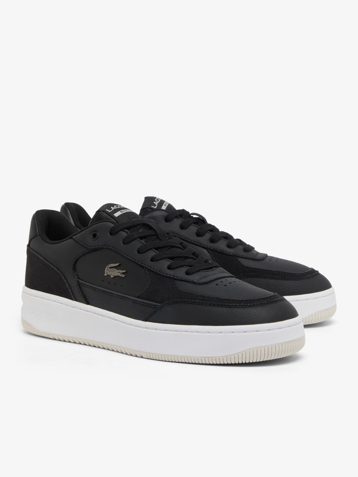LACOSTE L001 Ace Leather Sneakers Black/White - MAISONDEFASHION.COM