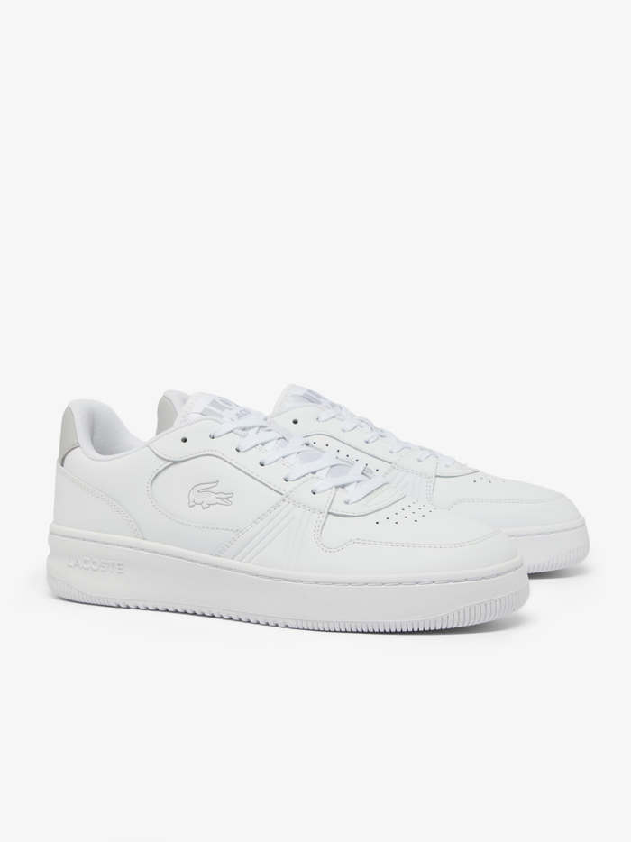 LACOSTE L001 Set White Leather Sneakers - Front Toe Box View Displaying Clean Minimalist Design