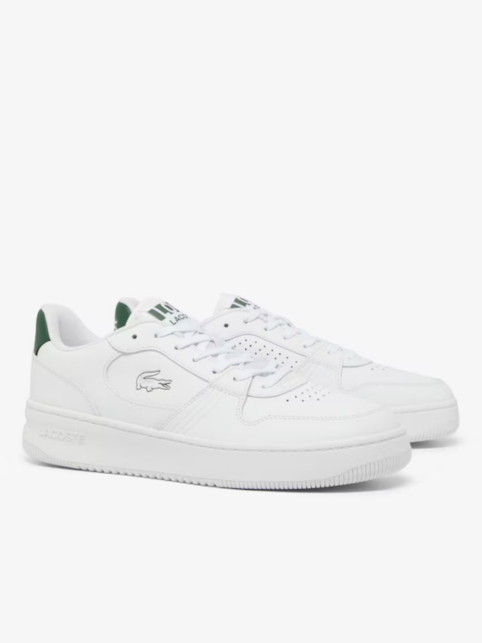 LACOSTE L001 Set Leather Sneakers White/Dark Green - MAISONDEFASHION.COM
