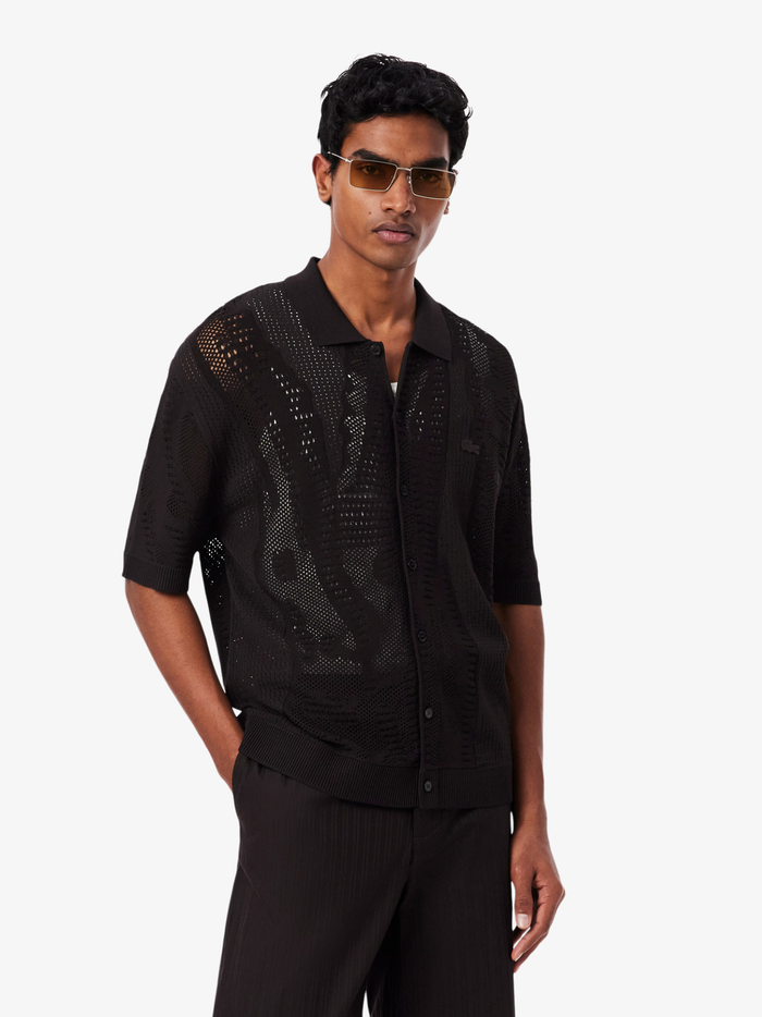 LACOSTE Lacy Knit Crocodile Shirt Brown - MAISONDEFASHION.COM