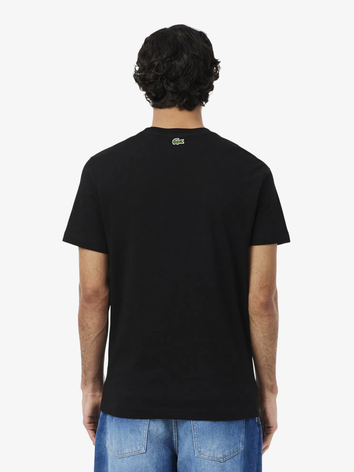 LACOSTE Large Croc Printed Cotton T-shirt Black - MAISONDEFASHION.COM