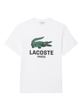 LACOSTE Large Croc Printed Cotton T-shirt White - MAISONDEFASHION.COM