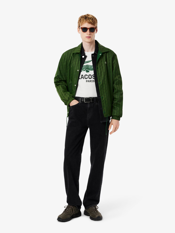 LACOSTE Large Croc Printed Cotton T-shirt White - MAISONDEFASHION.COM