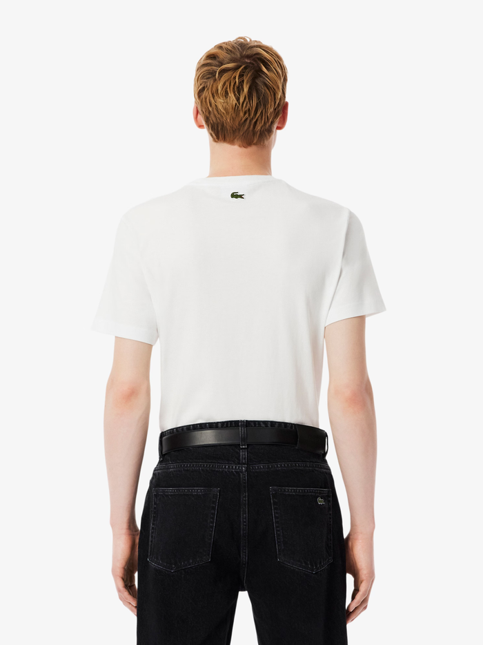LACOSTE Large Croc Printed Cotton T-shirt White - MAISONDEFASHION.COM