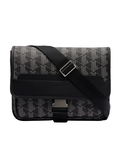 LACOSTE Large The Blend Flap Close Bag Monogram Black/Grey - MAISONDEFASHION.COM