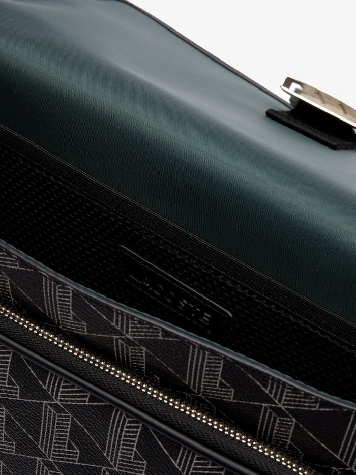 LACOSTE Large The Blend Flap Close Bag Monogram Black/Grey - MAISONDEFASHION.COM