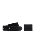 LACOSTE Leather Belt/Card Holder Gift Set Black - MAISONDEFASHION.COM