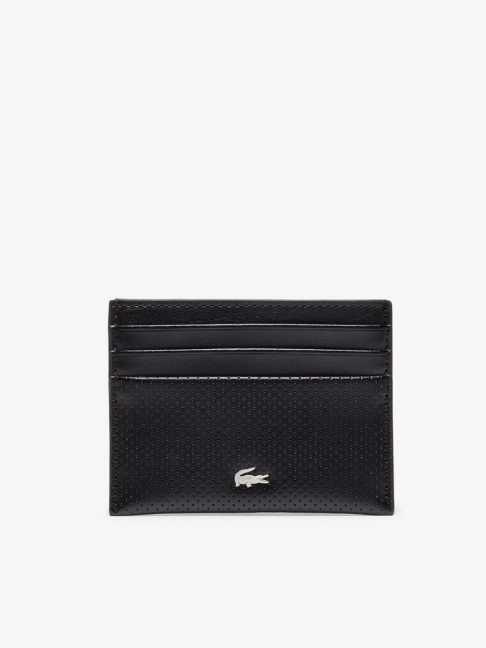 LACOSTE Leather Belt/Card Holder Gift Set Black - MAISONDEFASHION.COM