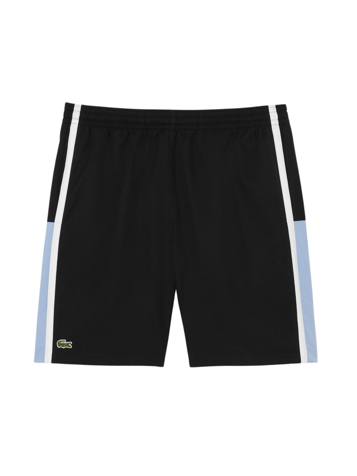 LACOSTE Lightweight Colour-Block Stripe Tennis Shorts Black