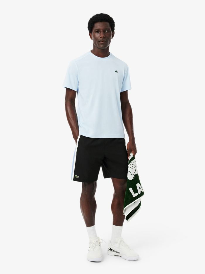 LACOSTE Lightweight Colour-Block Stripe Tennis Shorts Black