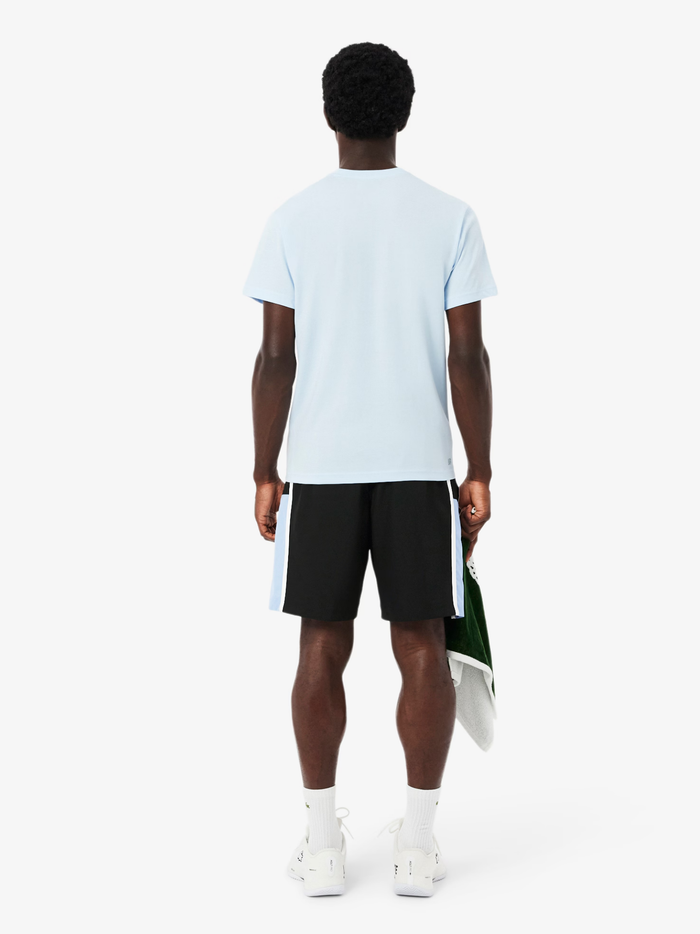 LACOSTE Lightweight Colour-Block Stripe Tennis Shorts Black