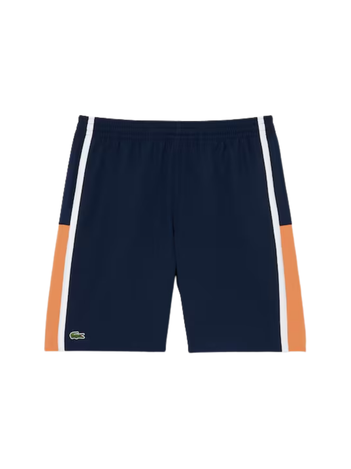 LACOSTE Lightweight Colour-Block Stripe Tennis Shorts Navy - MAISONDEFASHION.COM