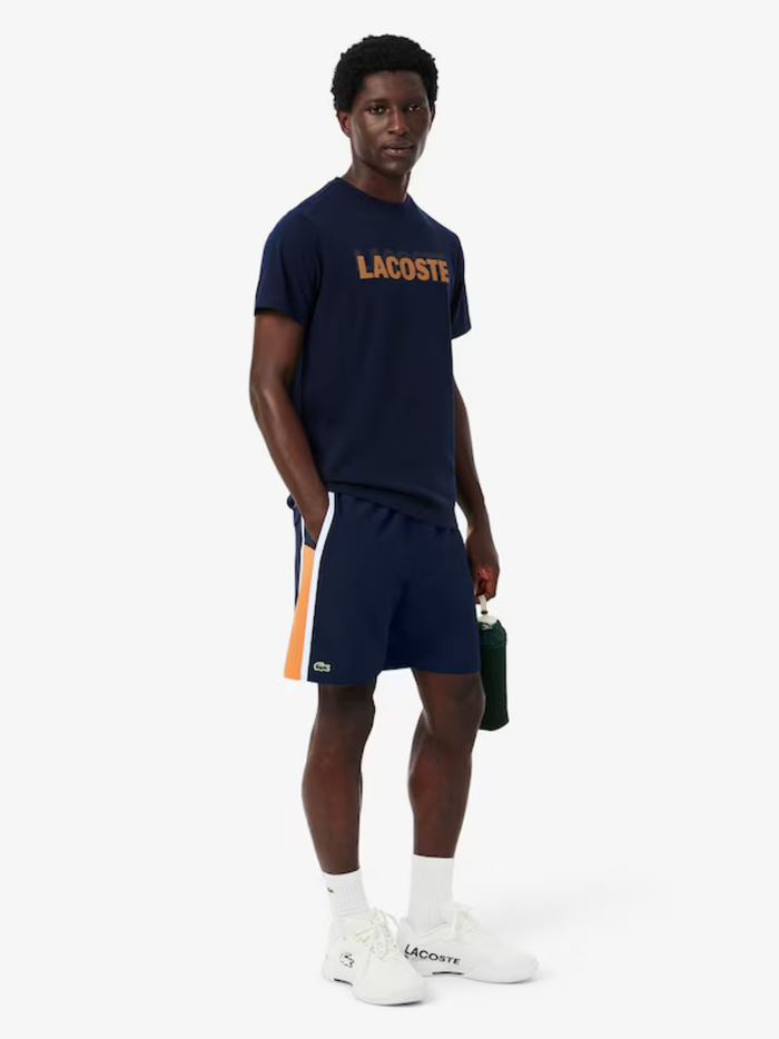 LACOSTE Lightweight Colour-Block Stripe Tennis Shorts Navy - MAISONDEFASHION.COM