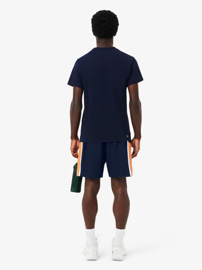 LACOSTE Lightweight Colour-Block Stripe Tennis Shorts Navy - MAISONDEFASHION.COM