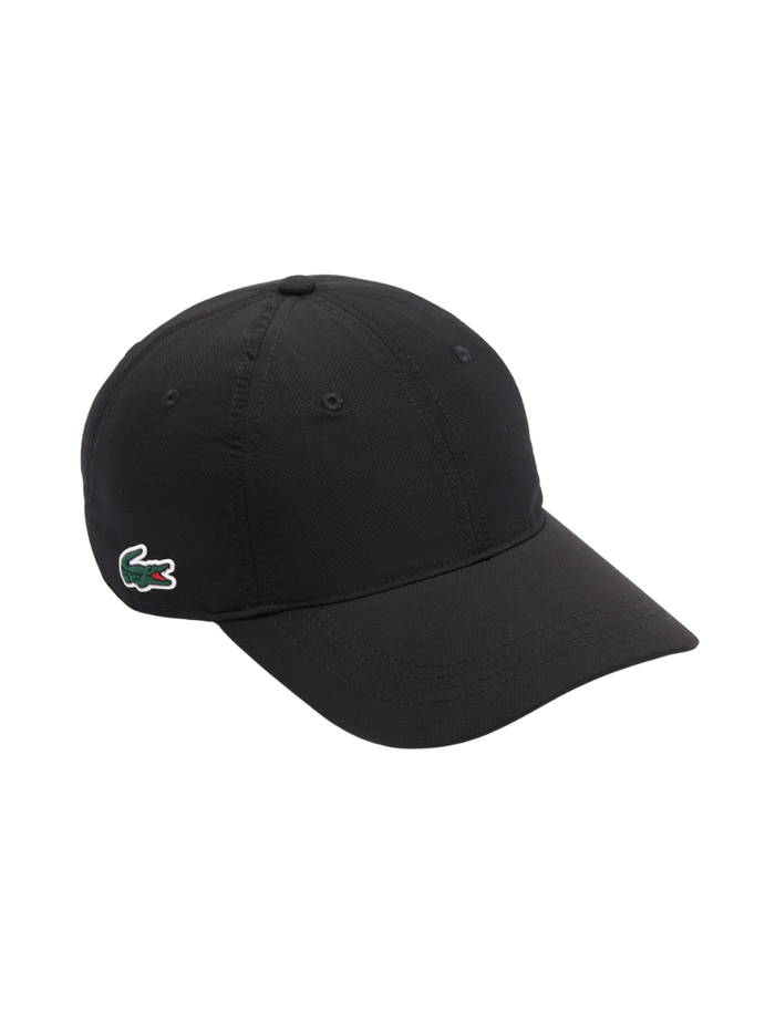 LACOSTE Lightweight Diamond Taffeta Sport Cap Black - MAISONDEFASHION.COM